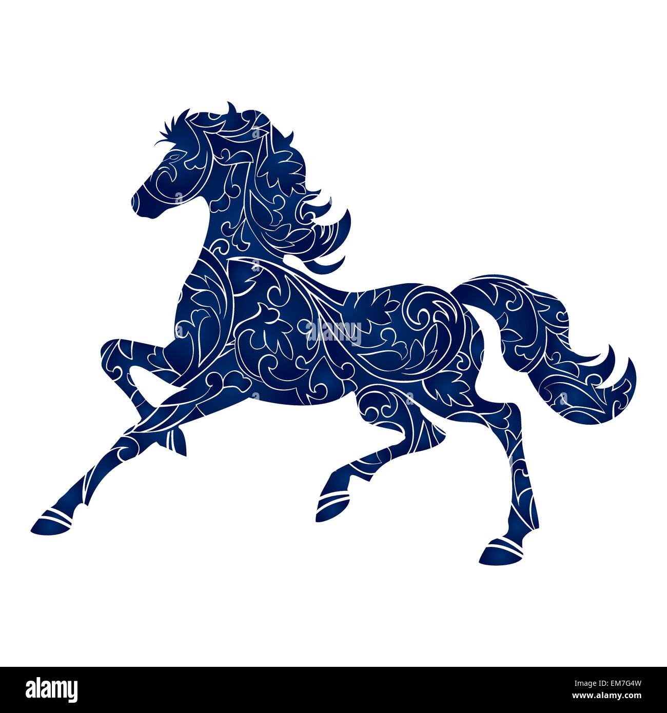 Symbol of Year 2014 blue horse, isolated icon, vector silhouette Stock Vector