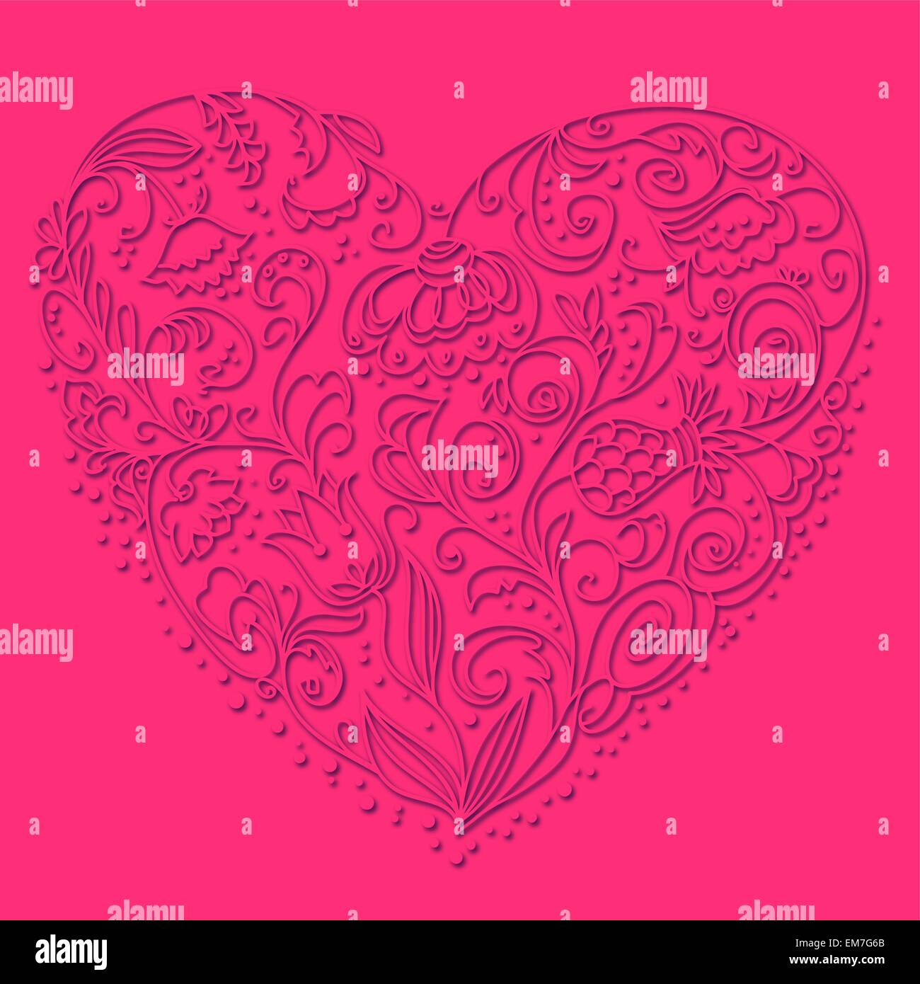Vector background of heart with floral pattern Stock Vector Image & Art ...
