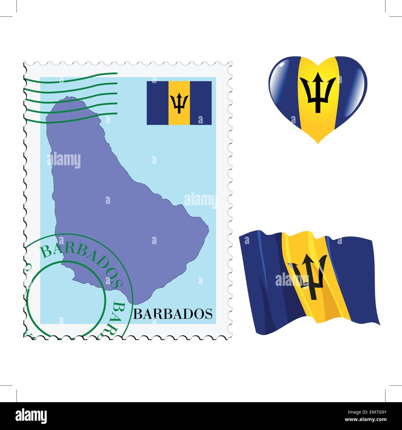 national colours of Barbados Stock Vector