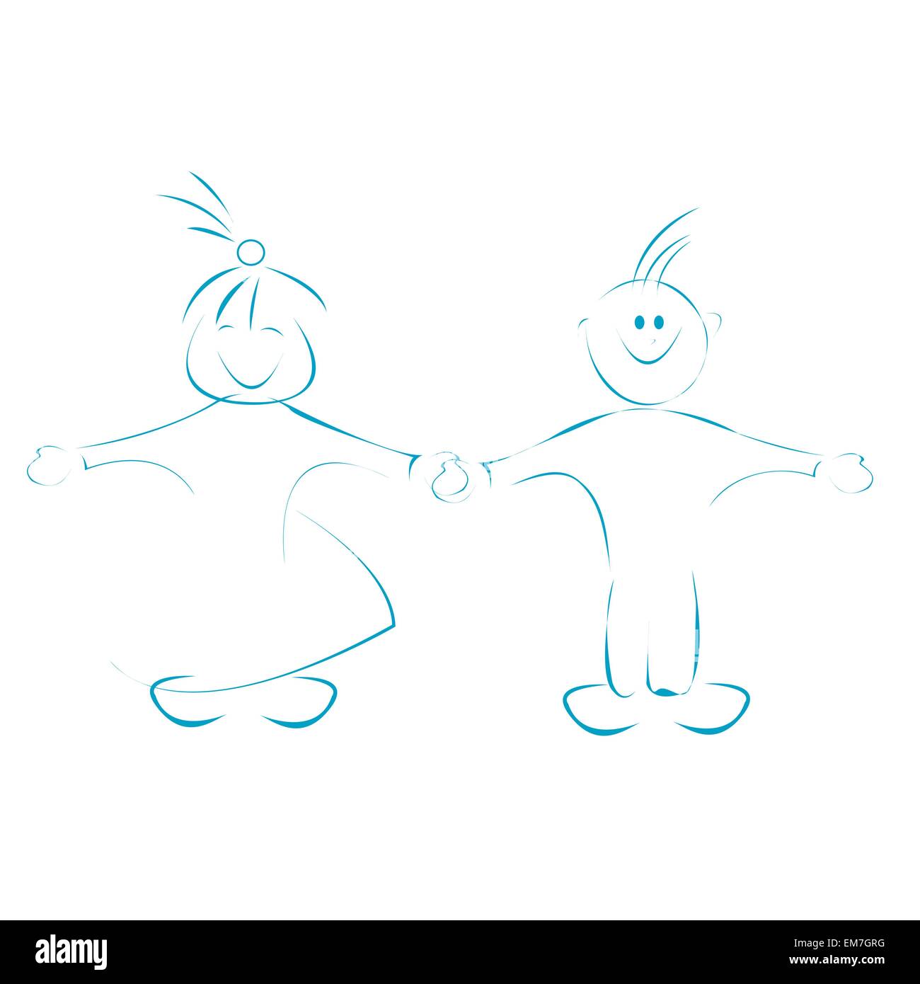 Happy kids holding hands Stock Vector Image & Art - Alamy