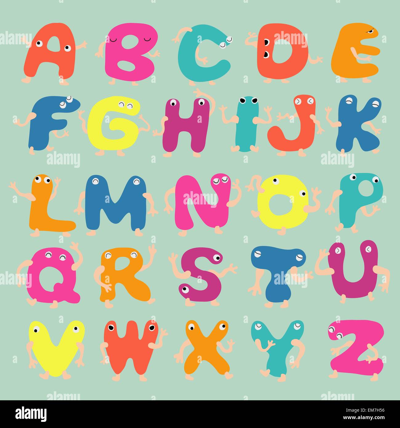 Funny alphabet letters  eps10 vector format Stock Vector