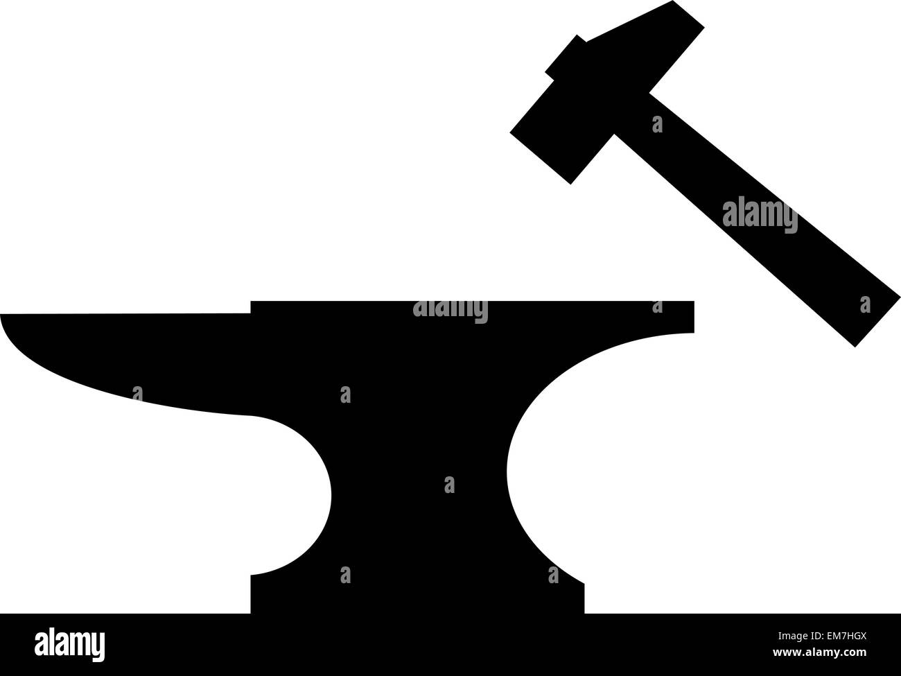 Anvil and mallet silhouette Stock Vector