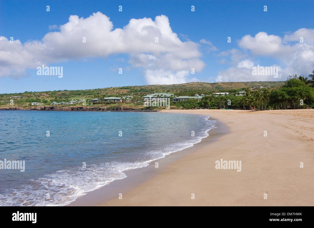 Hawaii, Lanai, Manele Bay Beach Park And Resort, Long Stretch Of