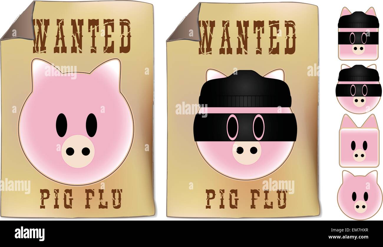 Swine Flu Wanted Sign Stock Vector