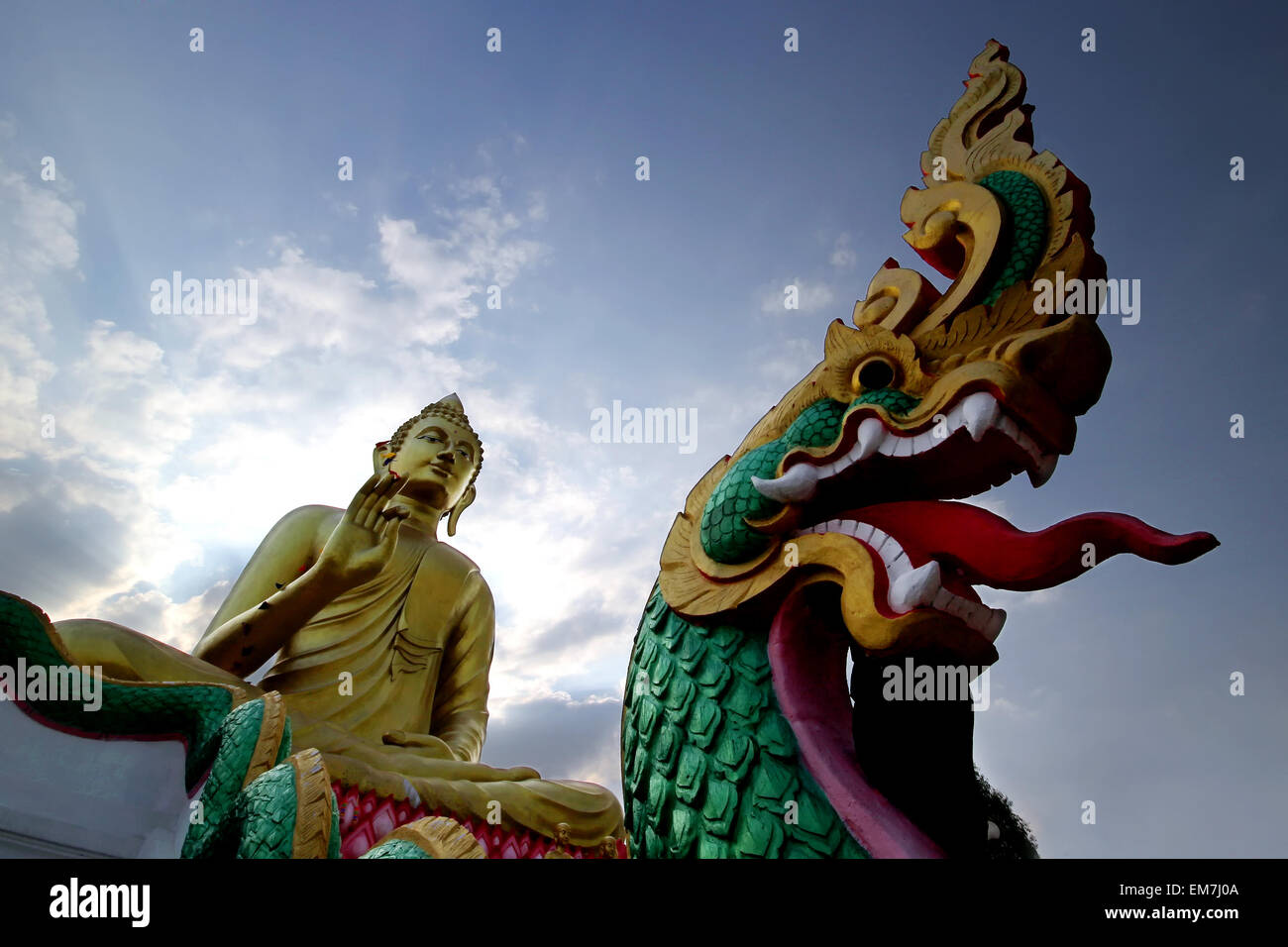 Buddha image in thai temple Stock Photo