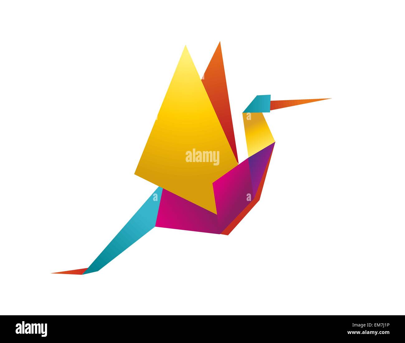 Vibrant colors origami stork Stock Vector