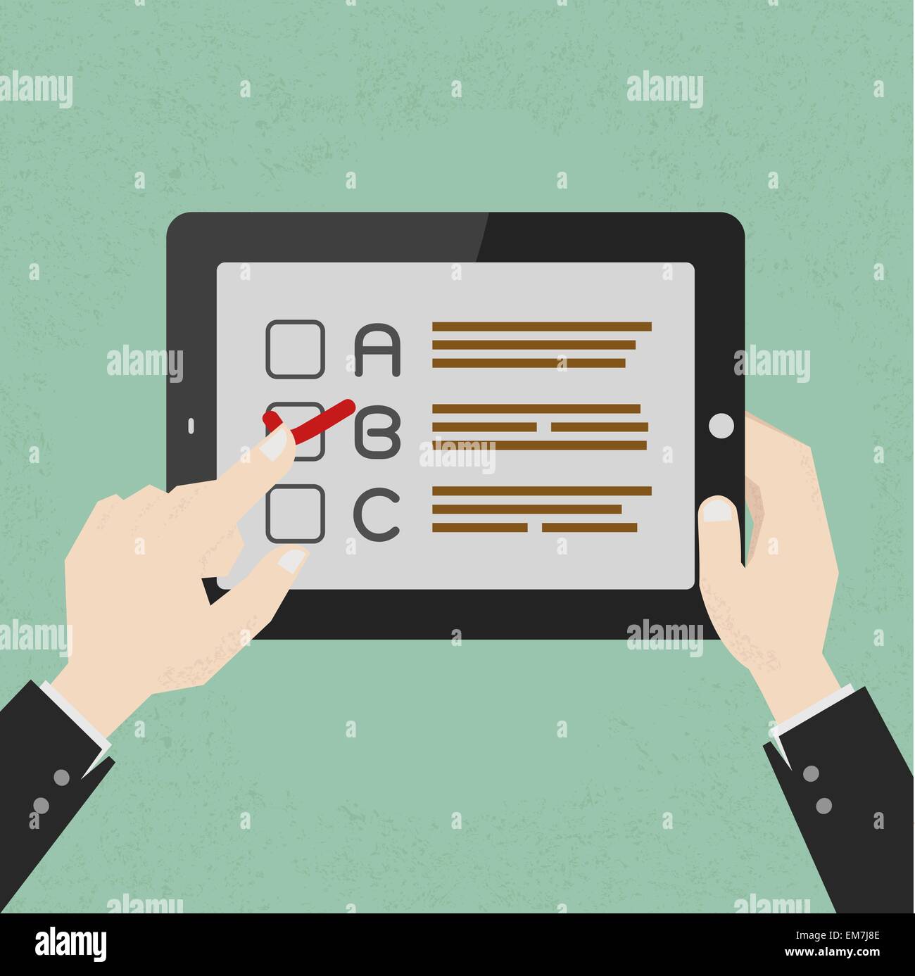Hands with a select choice on tablet , eps10 vector format Stock Vector
