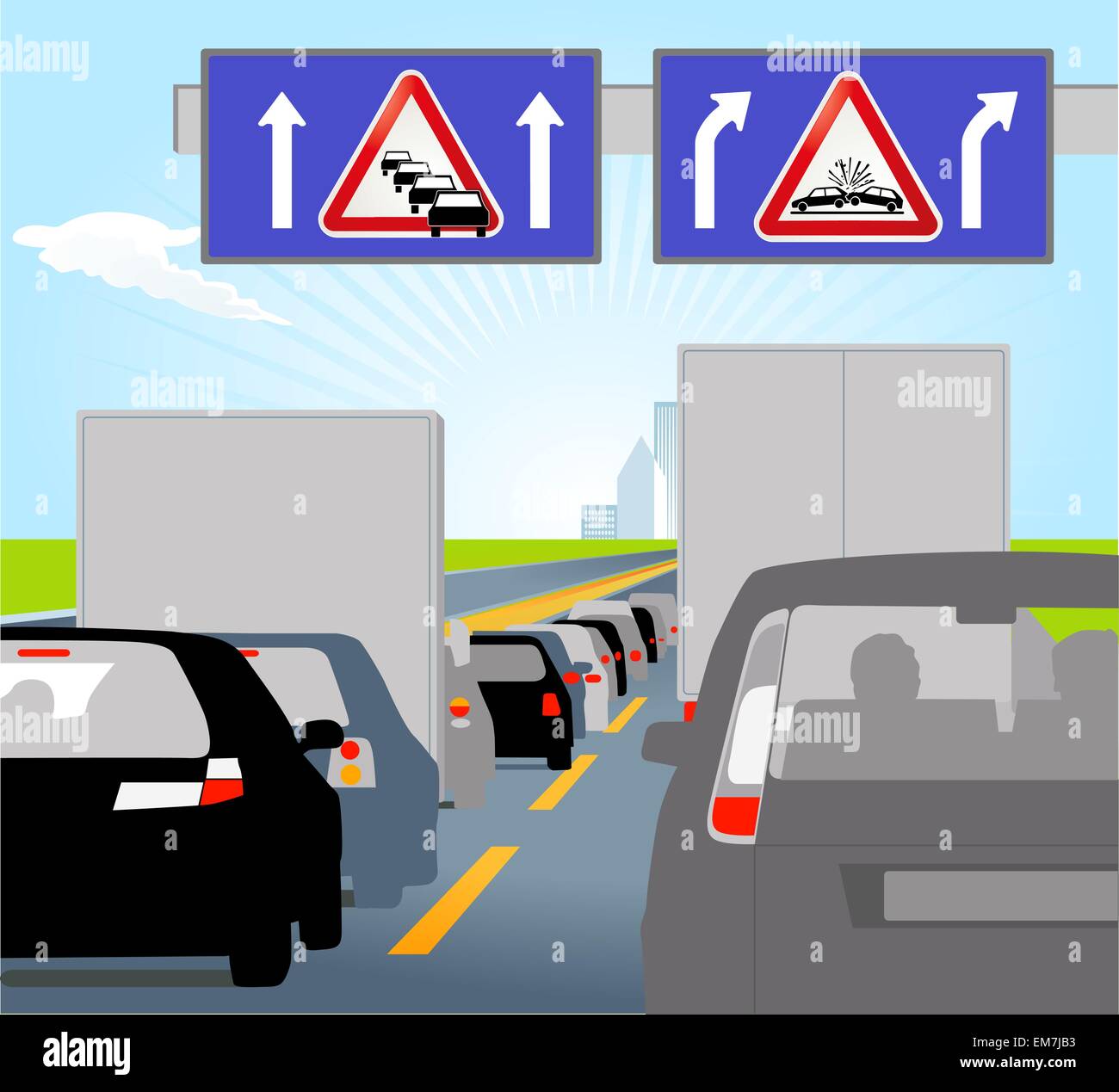 Casualty and traffic jam Stock Vector