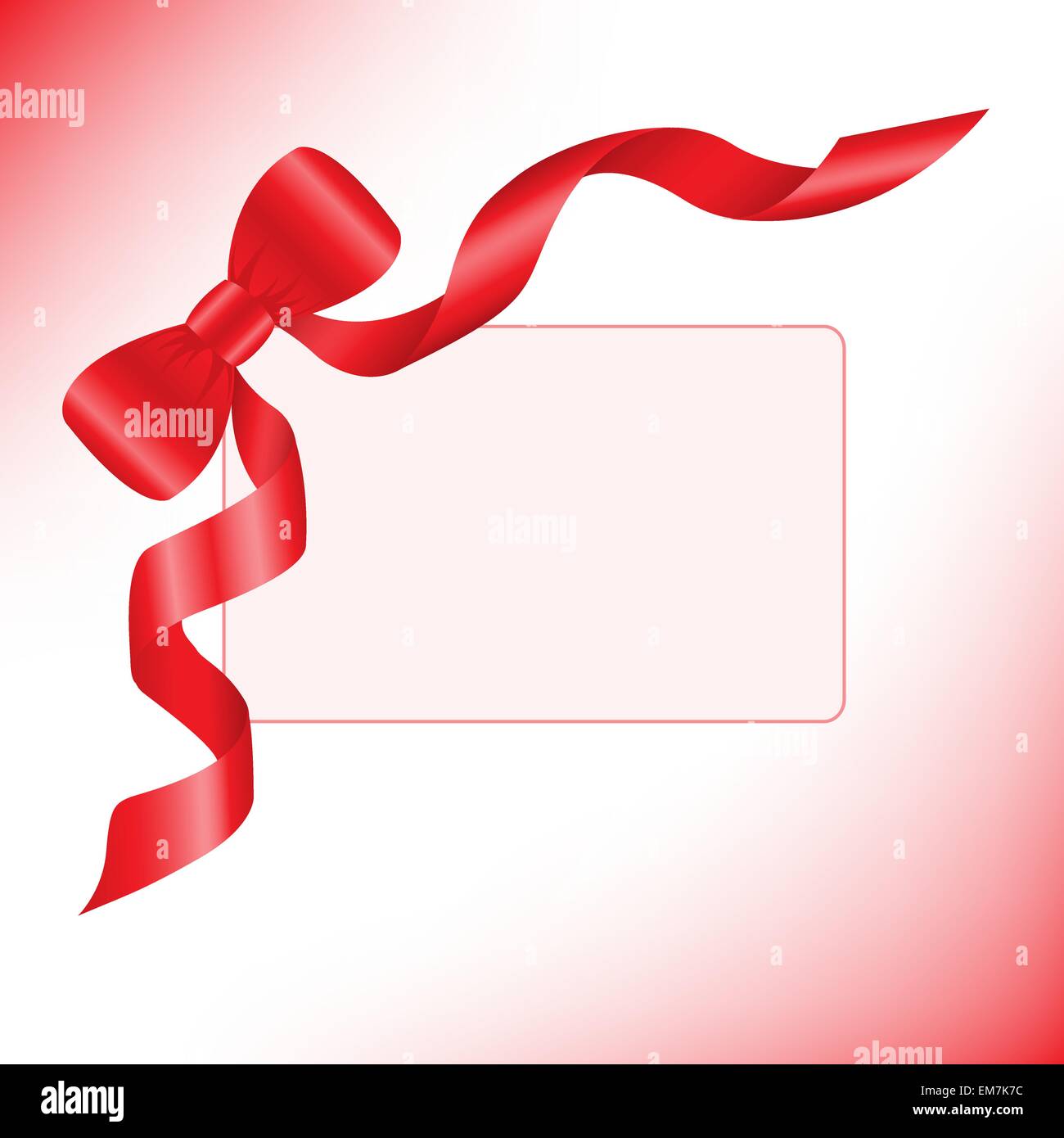 Red ribbon with a card Stock Vector