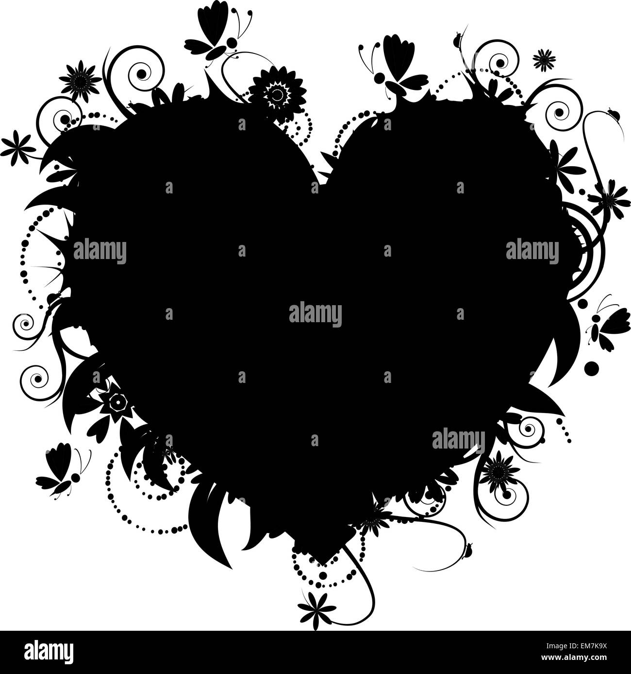 Floral heart shape Black and White Stock Photos & Images - Alamy