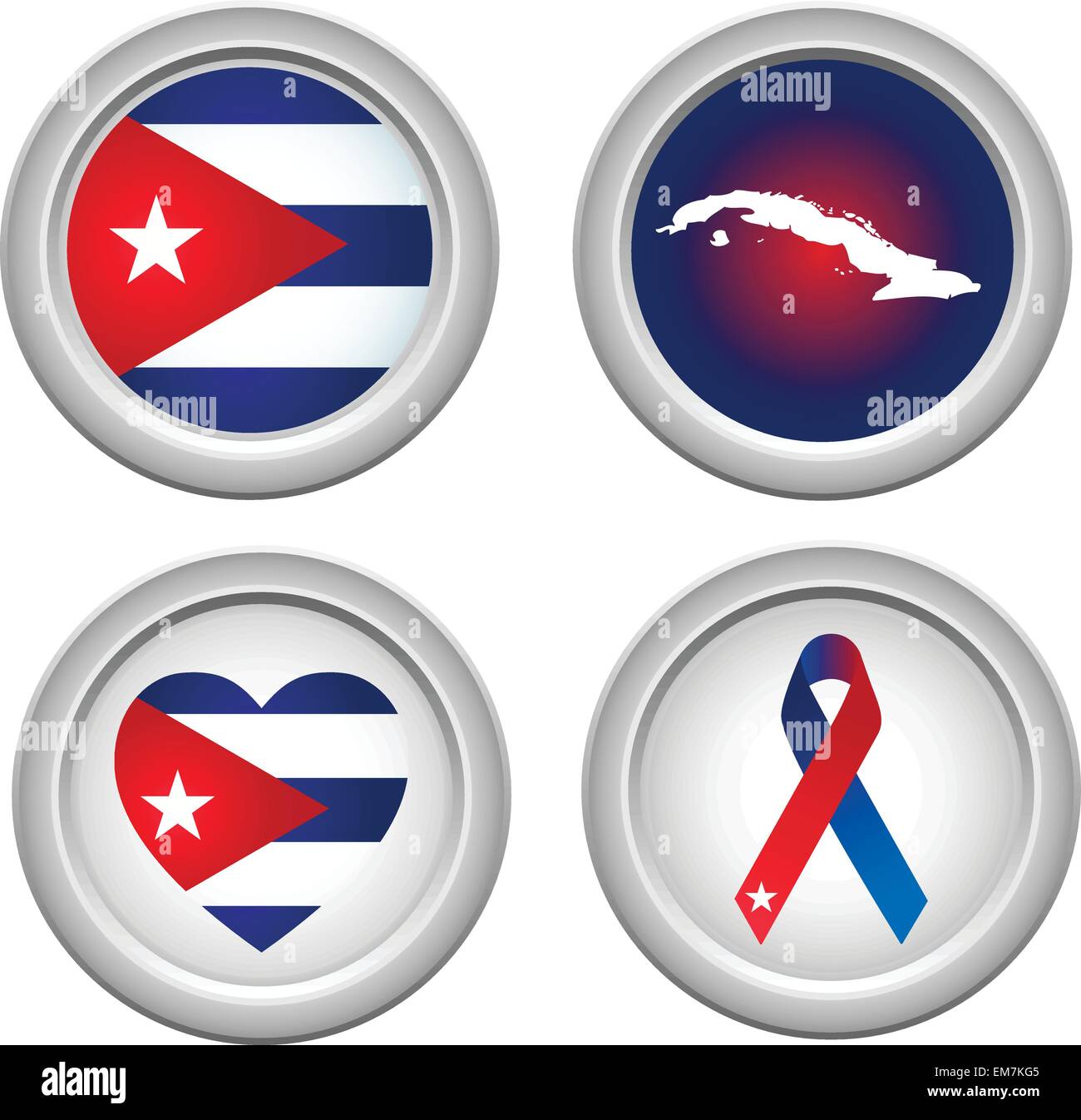 Cuba Buttons Stock Vector
