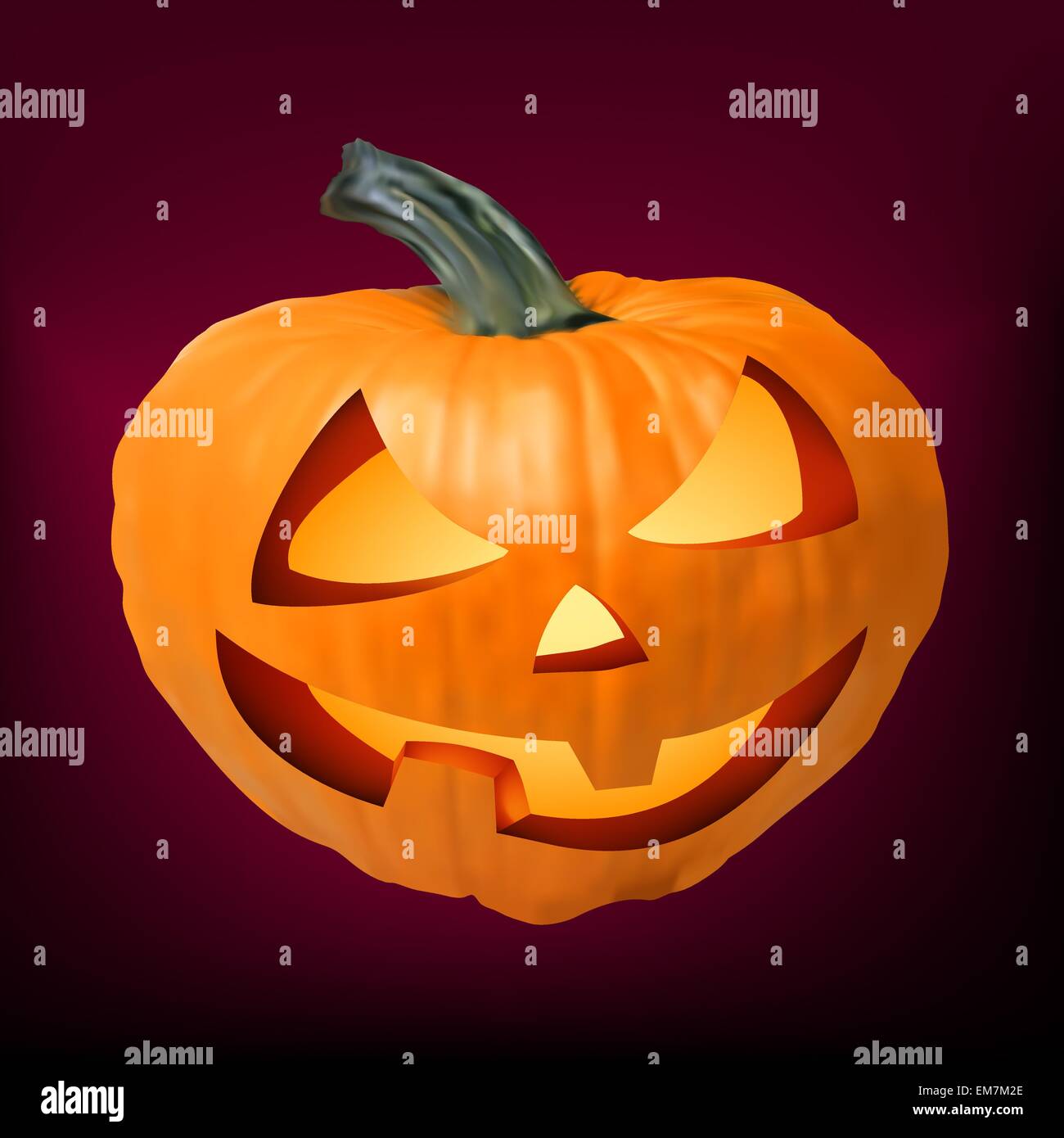 a ceramic halloween jack o lantern pumpkin. EPS 8 Stock Vector Image