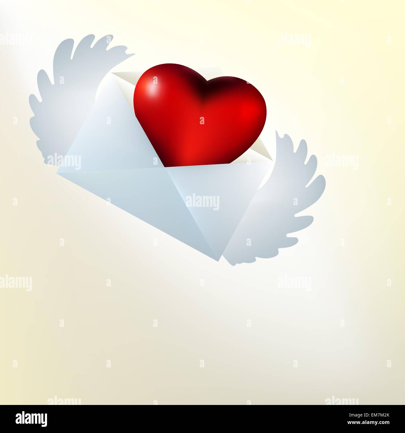 Valentine card with flying glass heart. EPS 8 Stock Vector