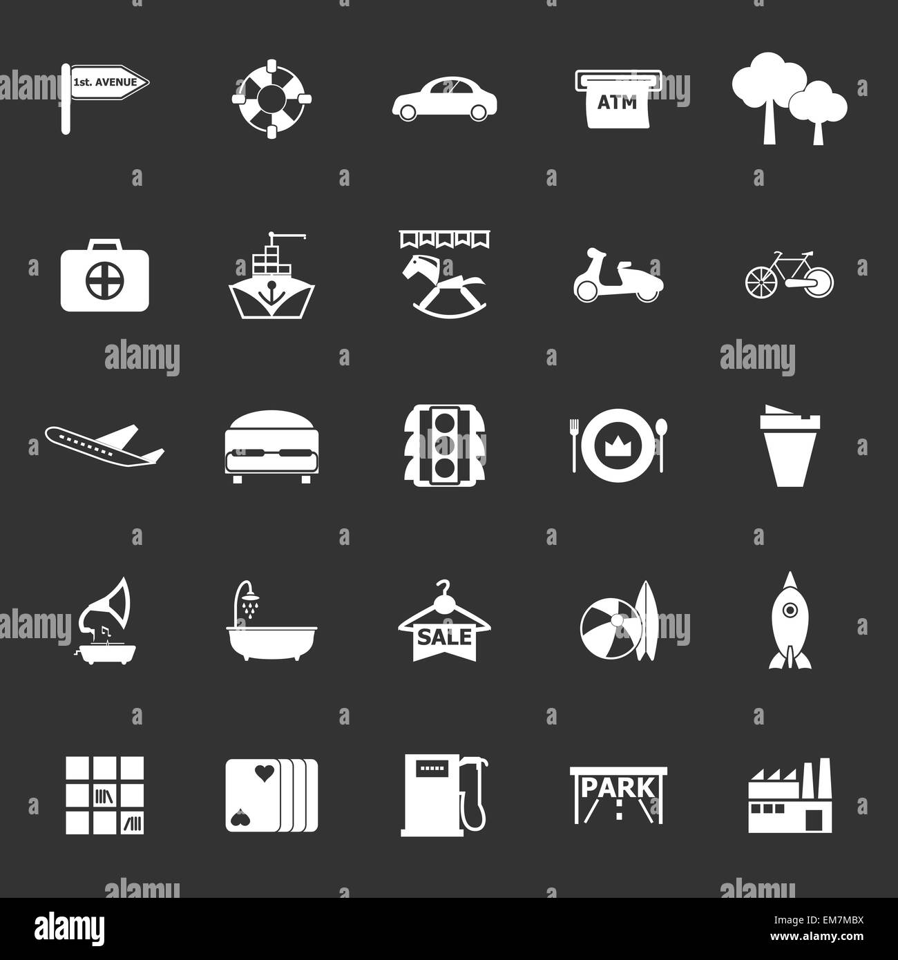 Map place icons on gray background, stock vector Stock Vector Image ...