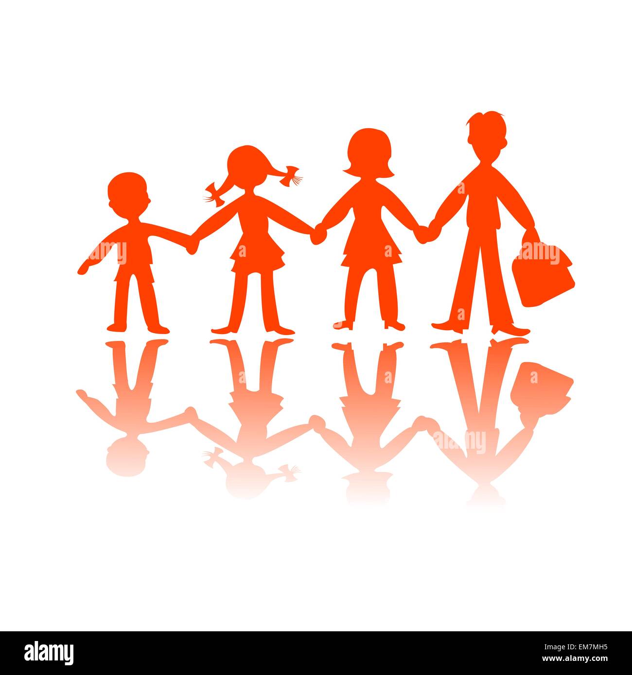 four kids silhouettes Stock Vector