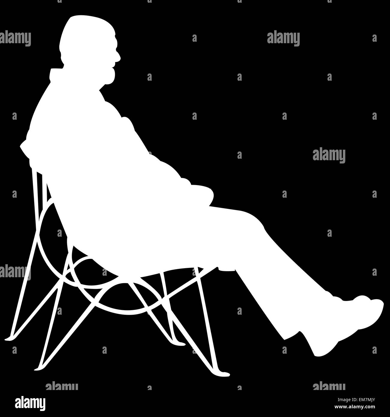 Silhouette man sitting on chair Black and White Stock Photos & Images ...