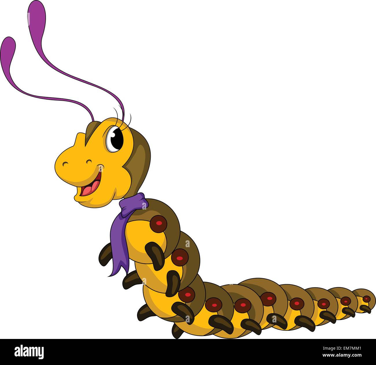 cute yellow worm cartoon Stock Vector