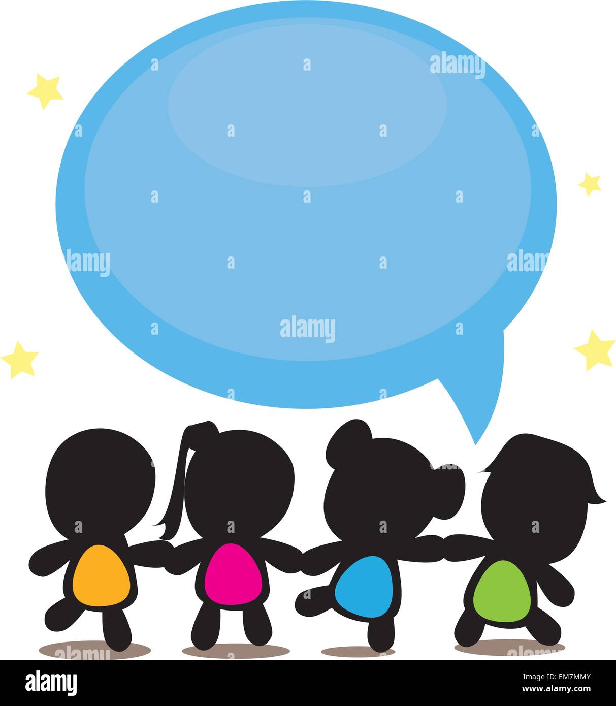 silhouettes cartoon with speech bubble Stock Vector Image & Art - Alamy