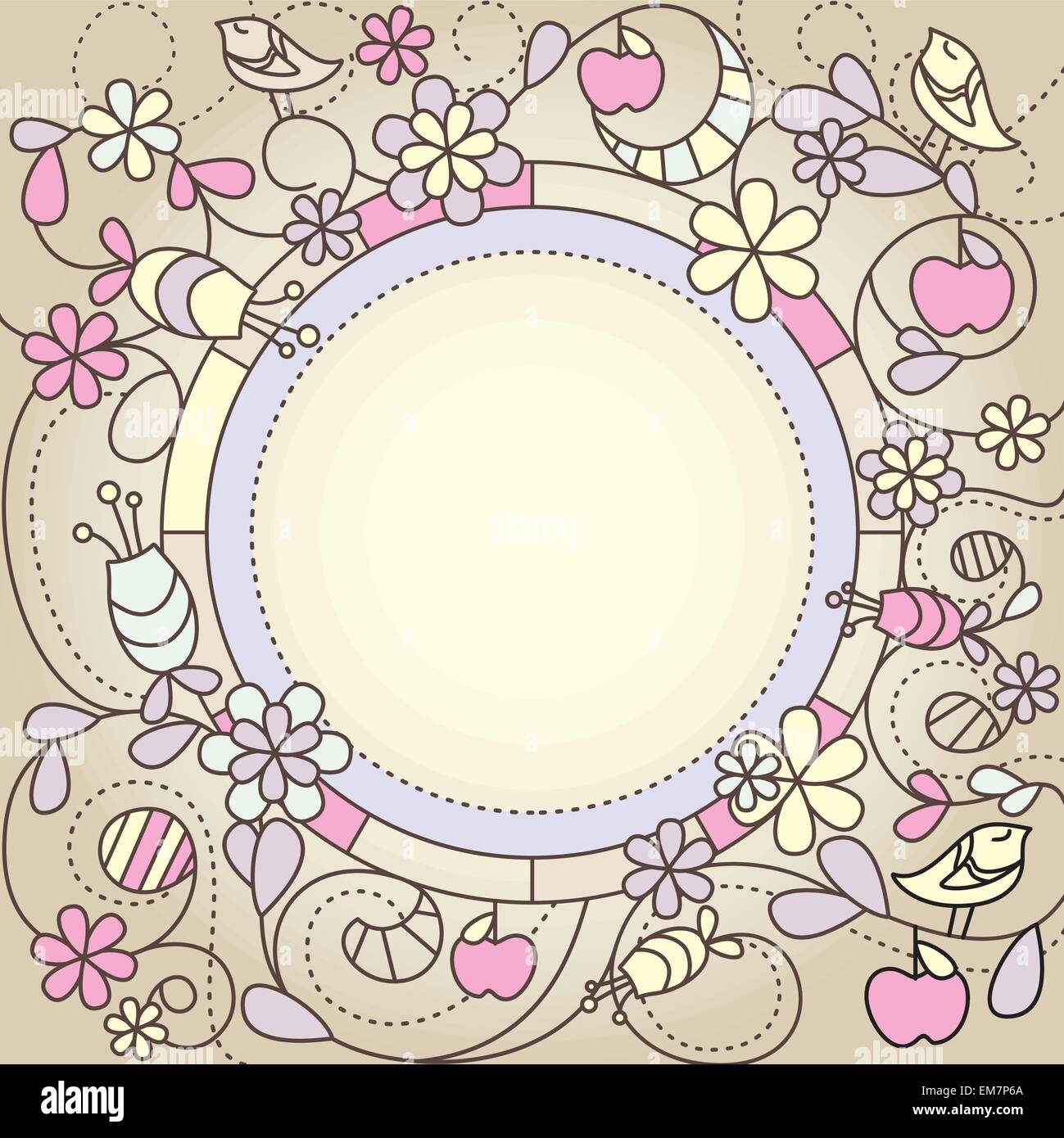cute card with birds and flowers Stock Vector Image & Art - Alamy