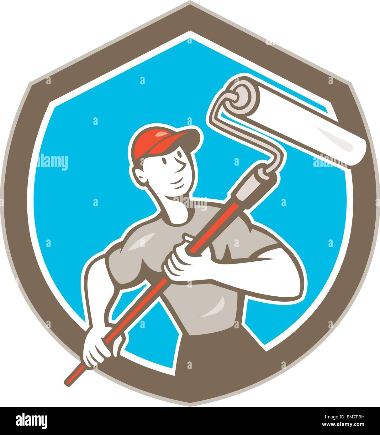 House Painter Paint Roller Shield Cartoon Stock Vector Image & Art Alamy
