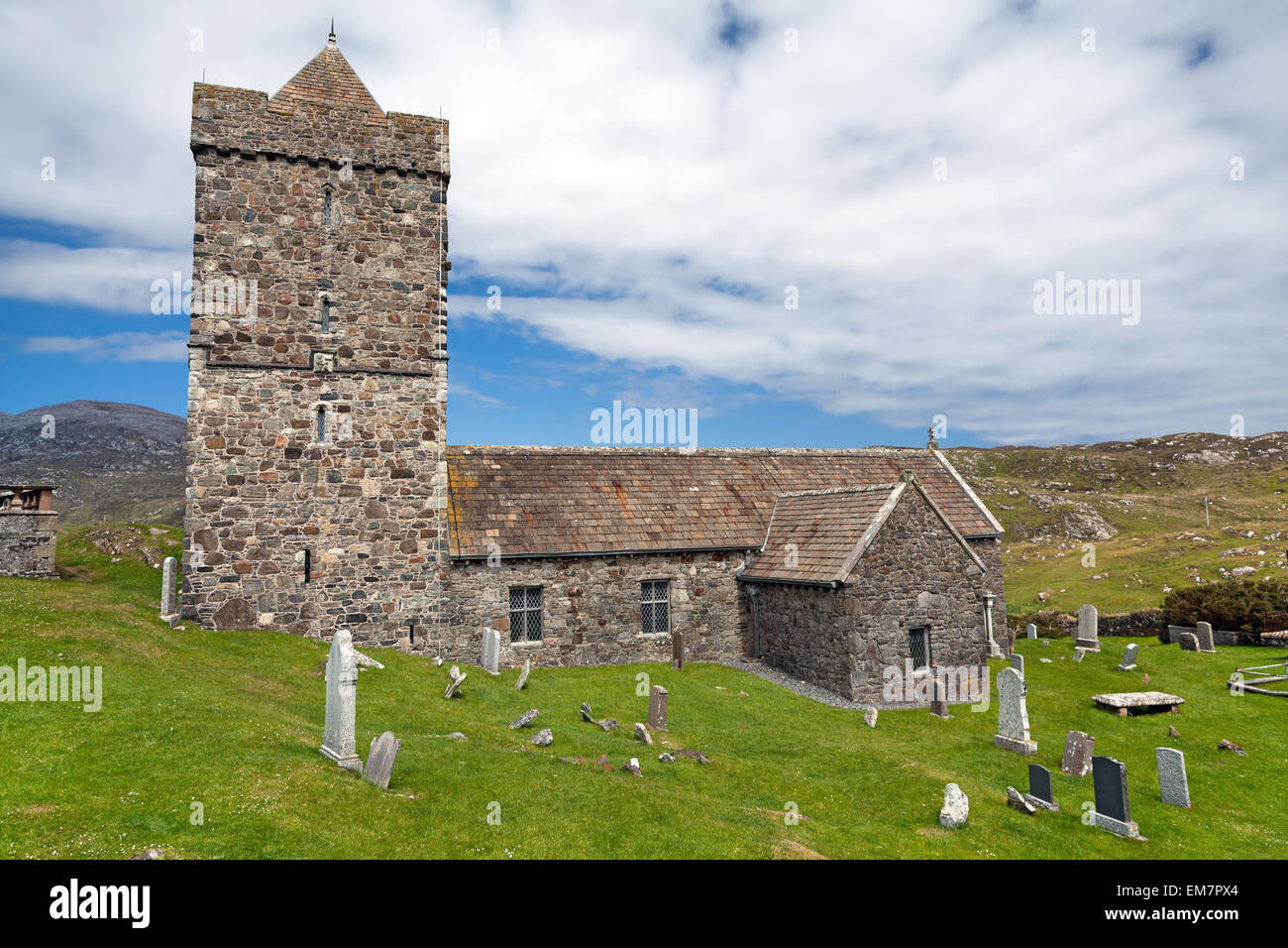 Ancient church of Rodel, Isle of Harris, Scotland Stock Photo