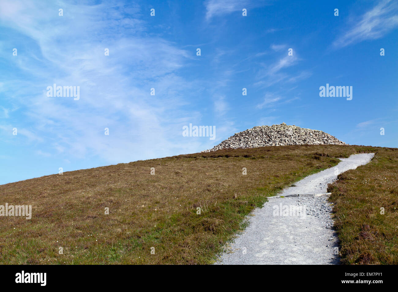 Barpa Langass, chambered cairn on the isle of North Uist, Scotland Stock Photo