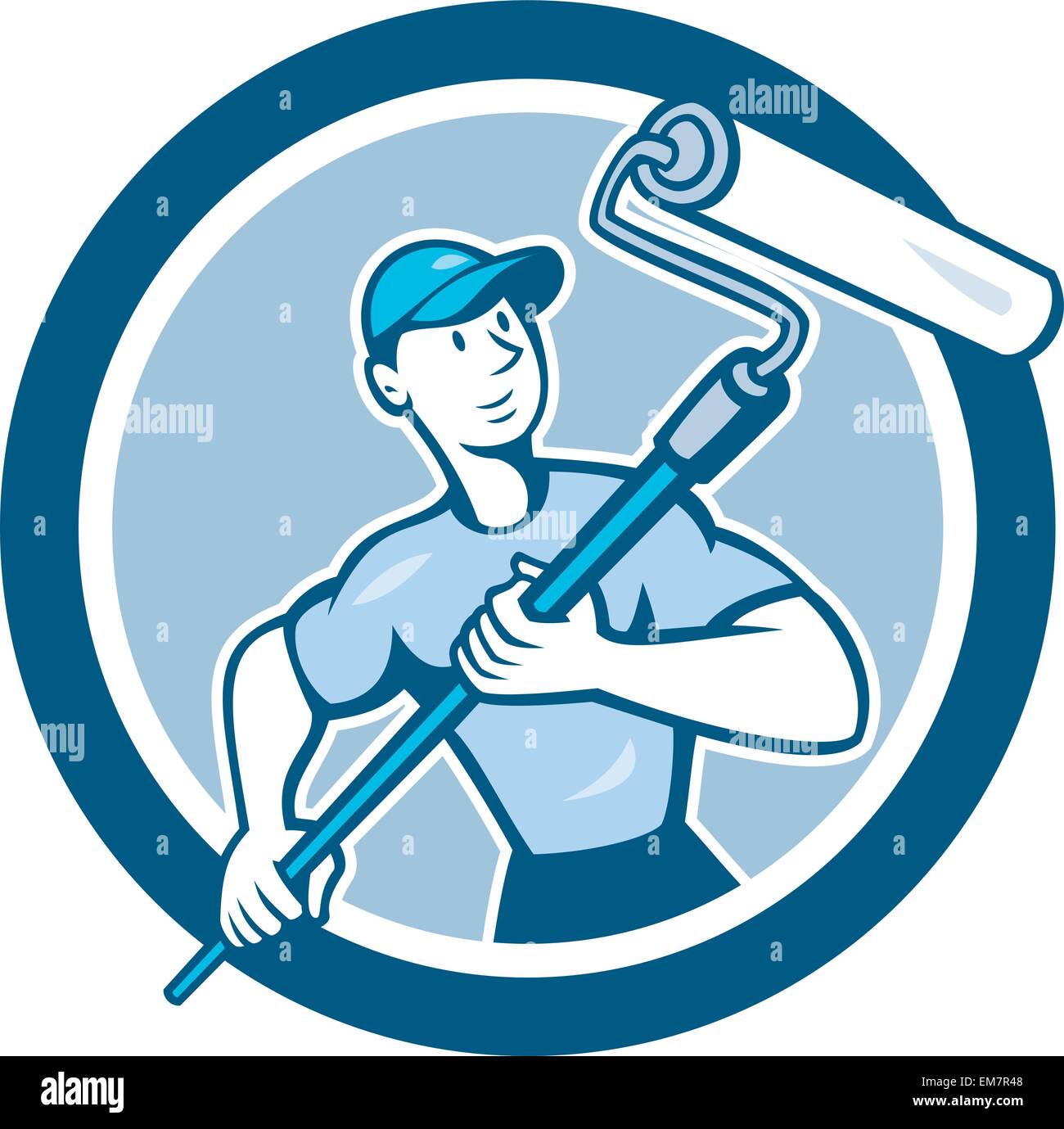 House Painter Paint Roller Circle Cartoon Stock Vector Image & Art Alamy