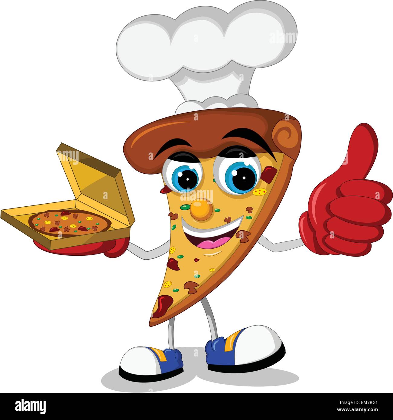 cute pizza cartoon thumb up Stock Vector
