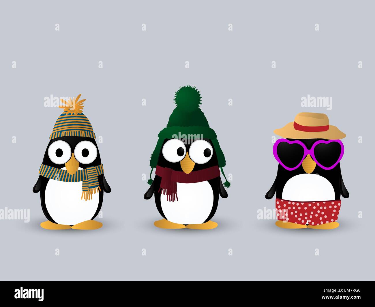 Cute penguin characters Stock Vector
