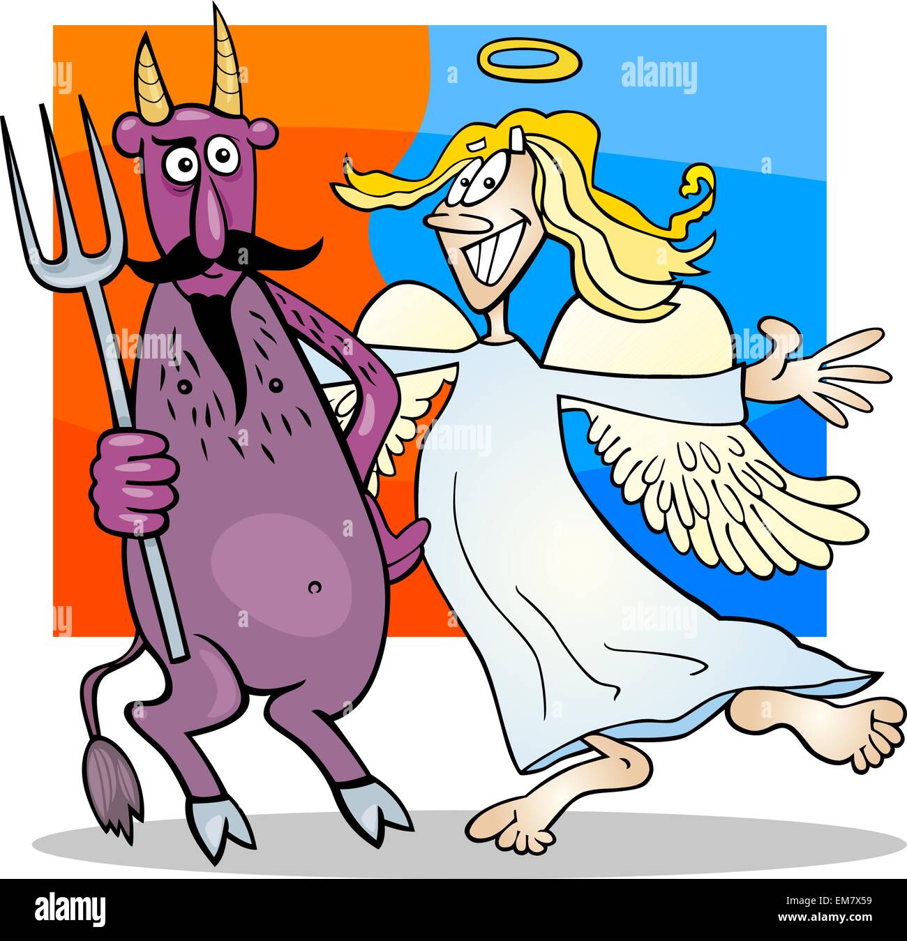 Angel and Devil in Friendship Cartoon Stock Vector