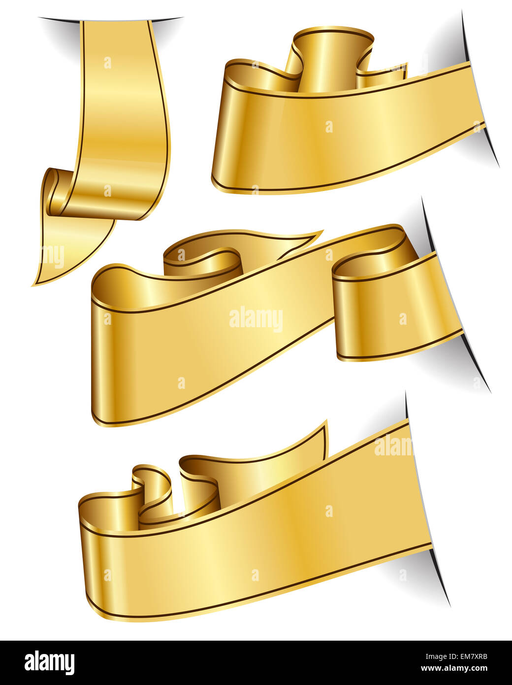 Gold ribbon collection Stock Photo - Alamy