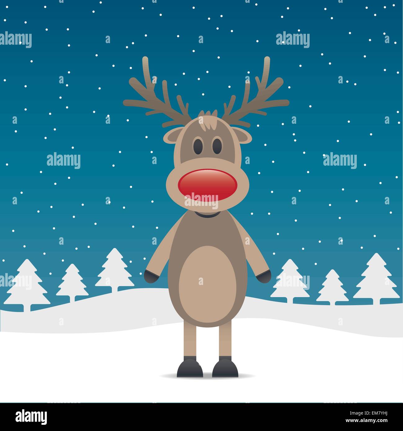 rudolph reindeer with red nose Stock Vector