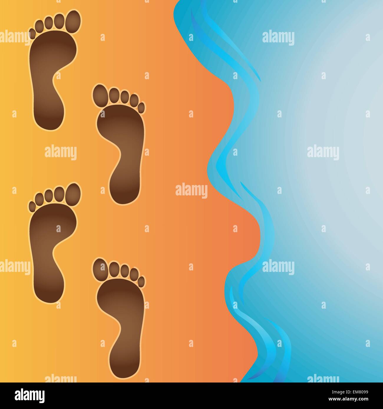 footprints in sand vector Stock Vector