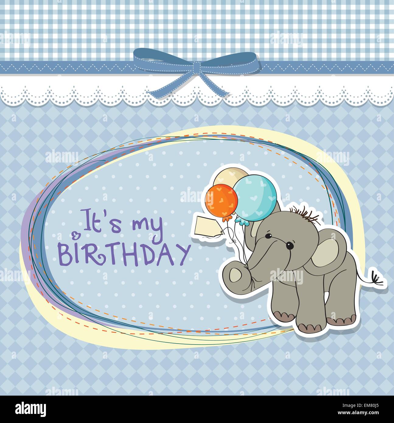 baby boy birthday card with elephant Stock Vector Image & Art Alamy