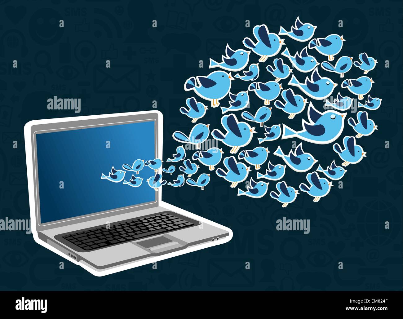 Twitter birds splash computer application Stock Vector Image & Art - Alamy