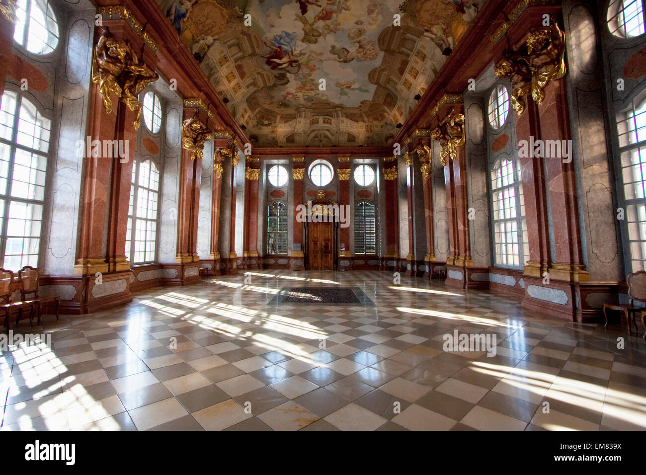 Marble Hall in the Stift Melk Benedictine Monastery, Lower Austria, Austria Stock Photo