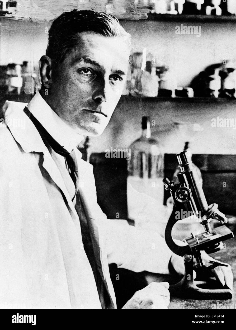 Pathologist Sir Bernard Spilsbury in his laboratory. 1925. Stock Photo