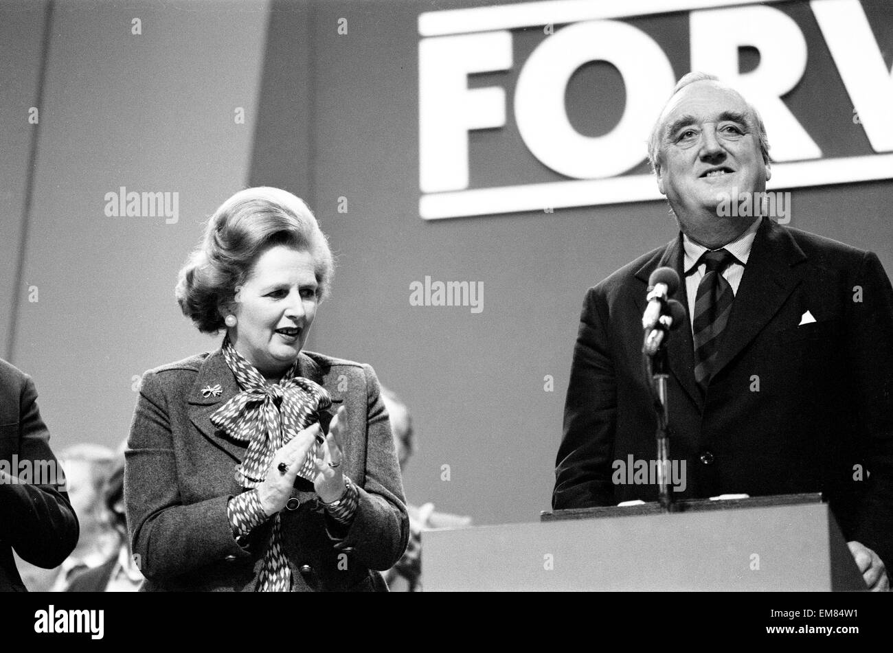 Conservative Party Conference in Brighton. Margaret Thatcher and Willie Whitelaw 10th October 1980. Stock Photo