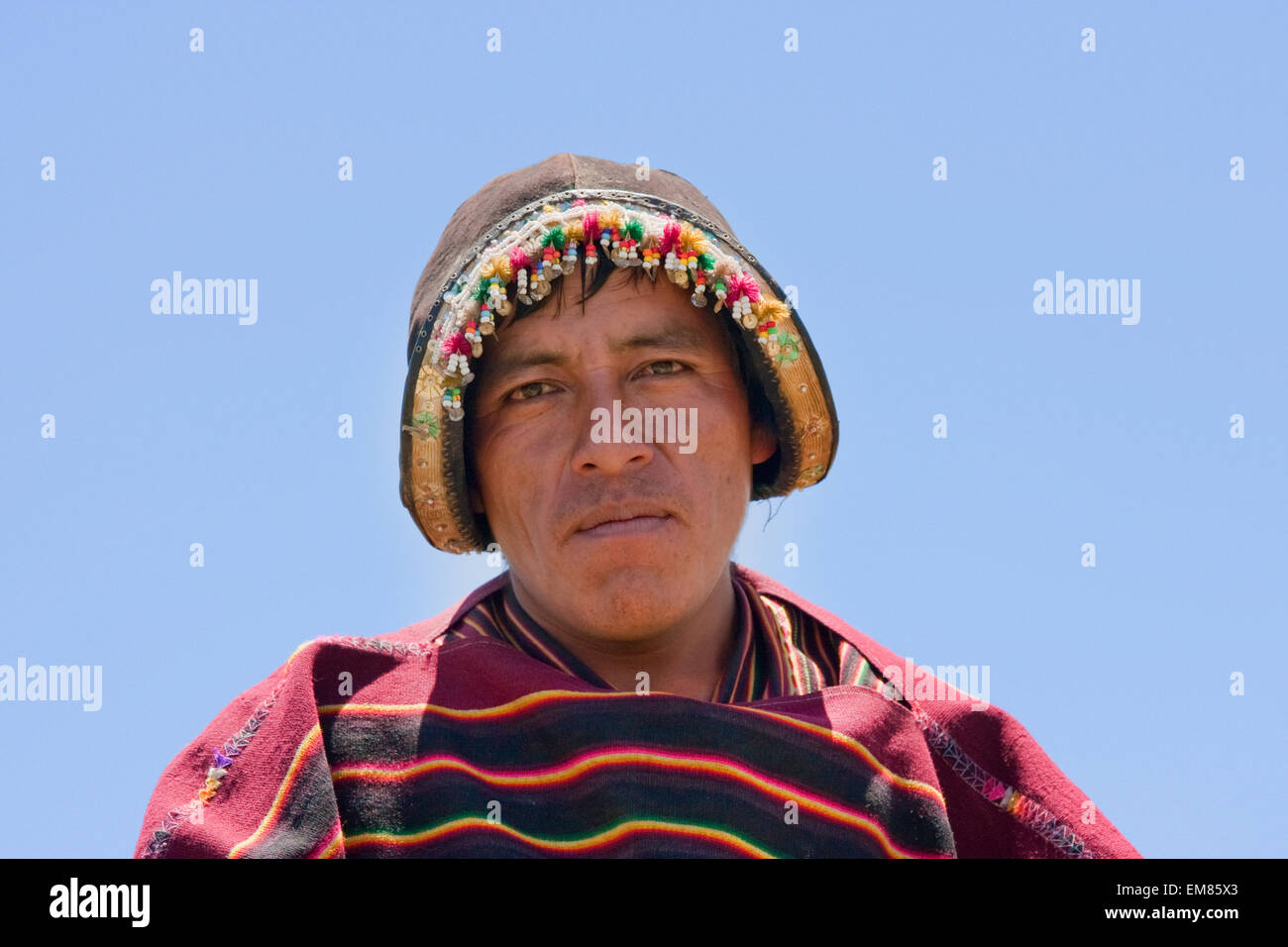 Tarabuco man, Jatun Yampara Indigenous Community, Chuquisaca Department, Bolivia Stock Photo