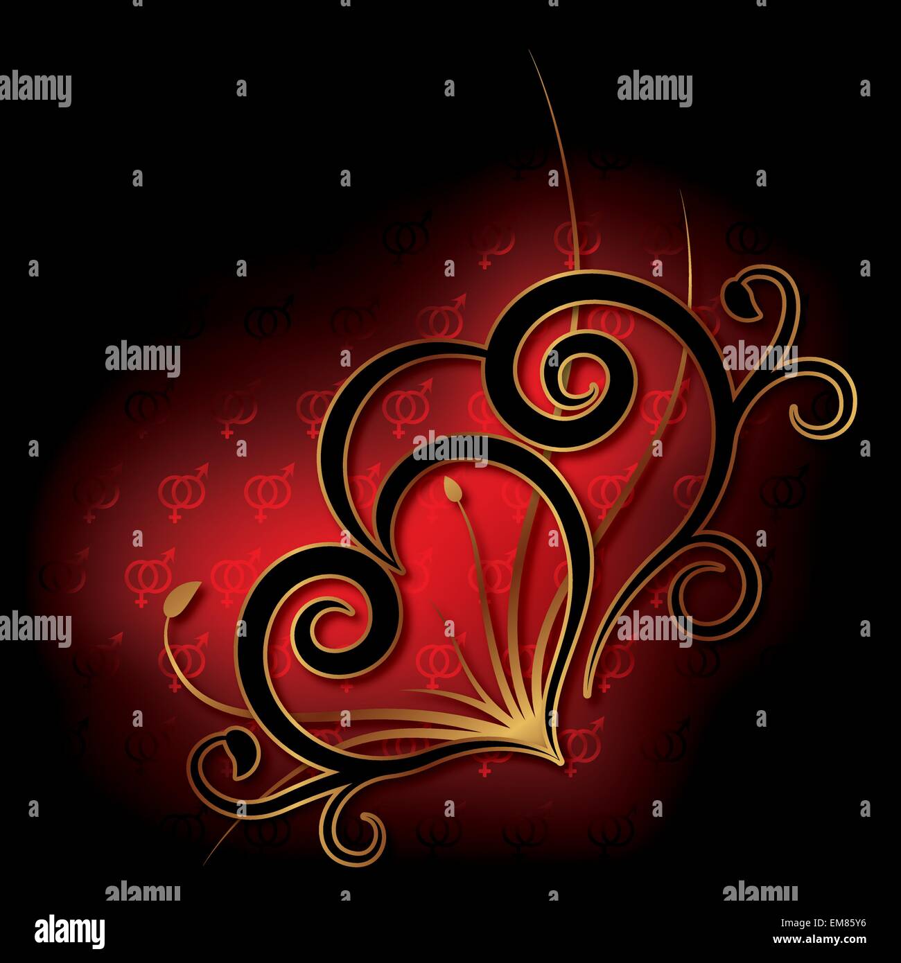 Abstract with heart on a black background Stock Vector