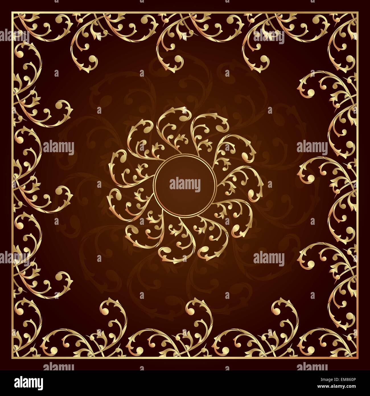 Gold frame with vintage floral elements Stock Vector Image & Art - Alamy