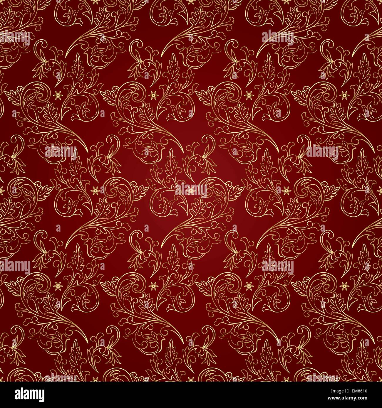 Floral vintage seamless pattern on red background Stock Vector