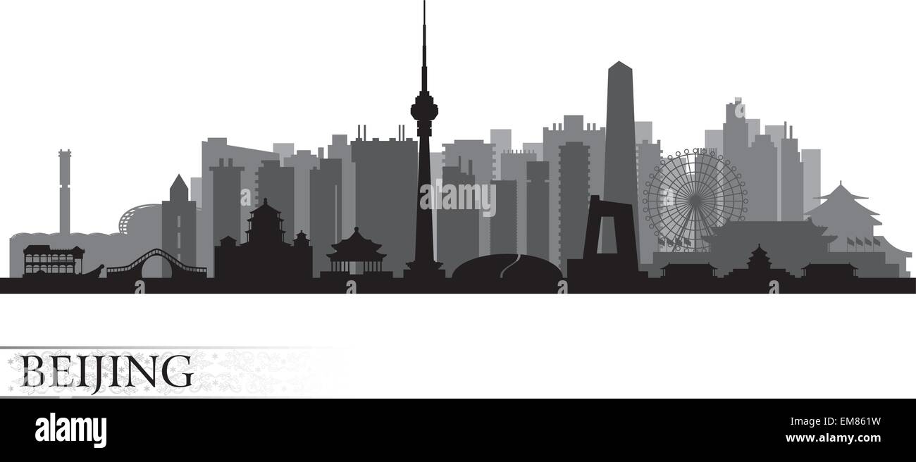 Beijing city skyline silhouette Stock Vector