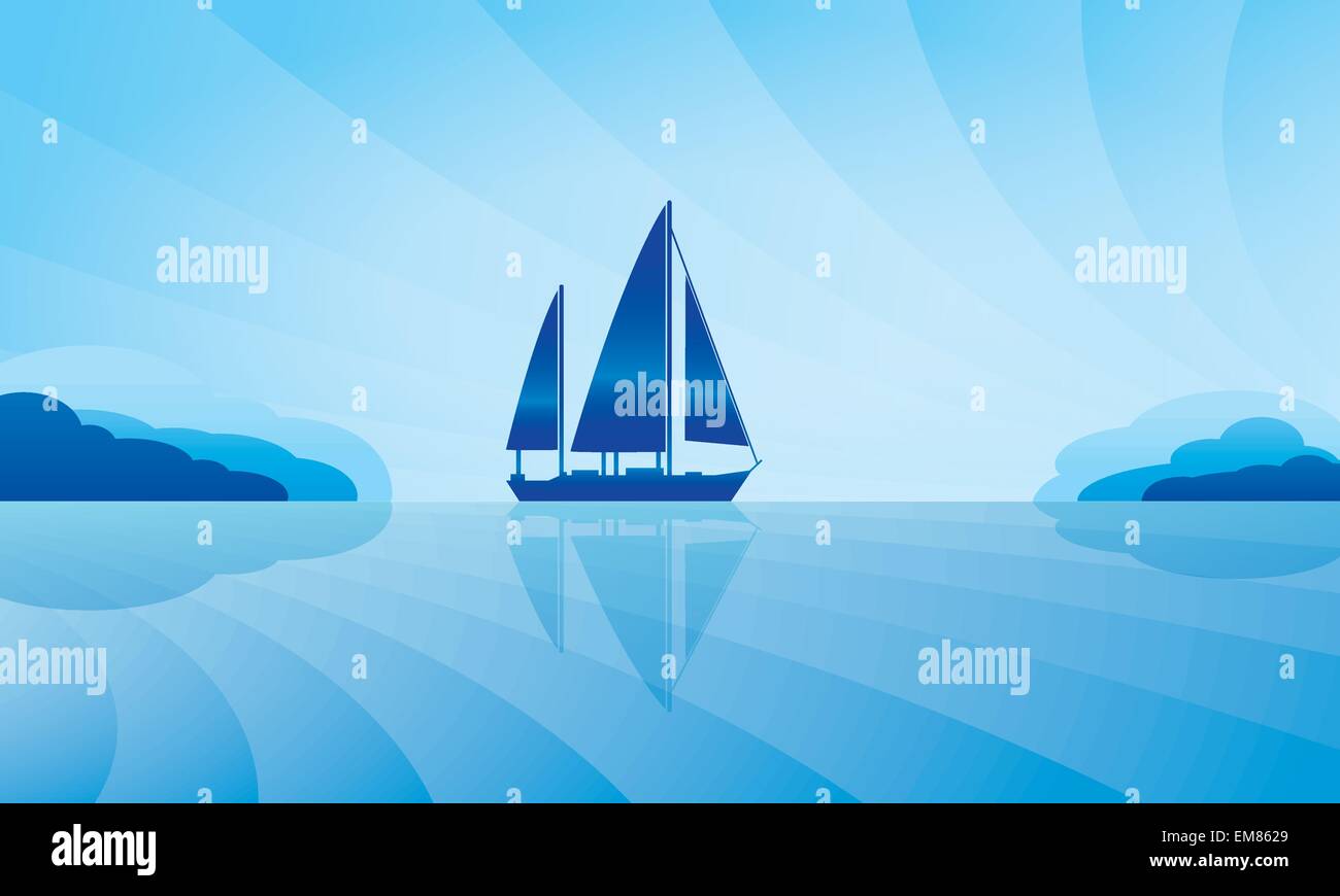 Sailing ship on skyline Stock Vector