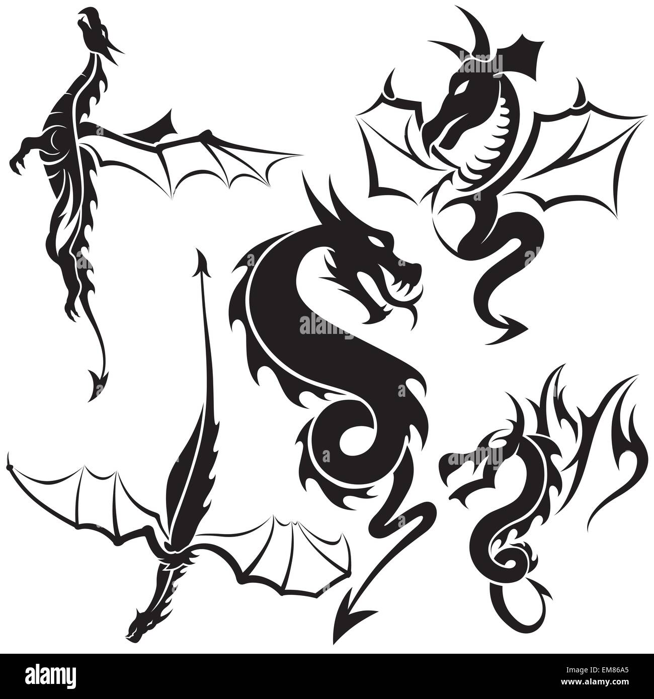 Tattoo Dragons Stock Vector