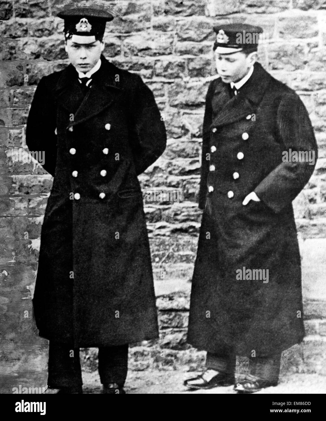 Prince Edward and Prince Albert dressed as a Naval Cadets. October 1911 Stock Photo