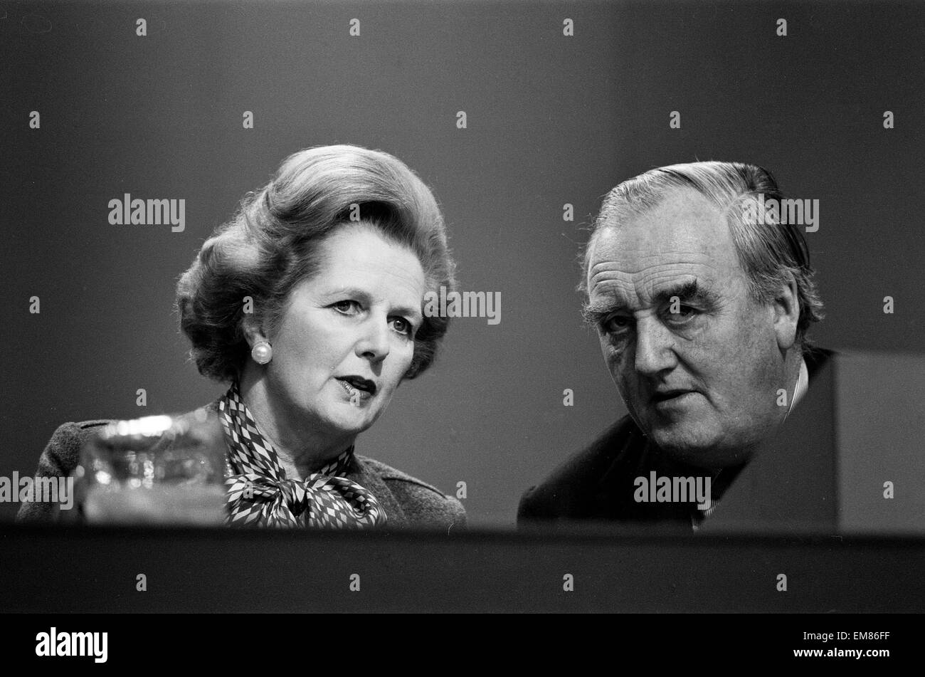 Conservative Party Conference in Brighton. Margaret Thatcher and Willie Whitelaw 10th October 1980. Stock Photo