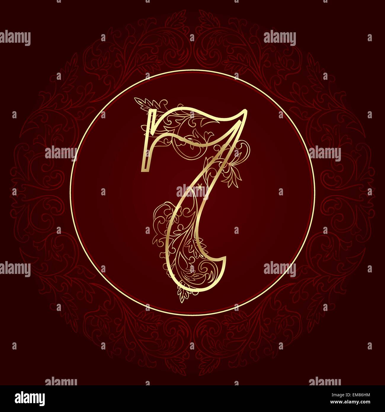 Vintage Floral Number 7 Stock Vector Image And Art Alamy