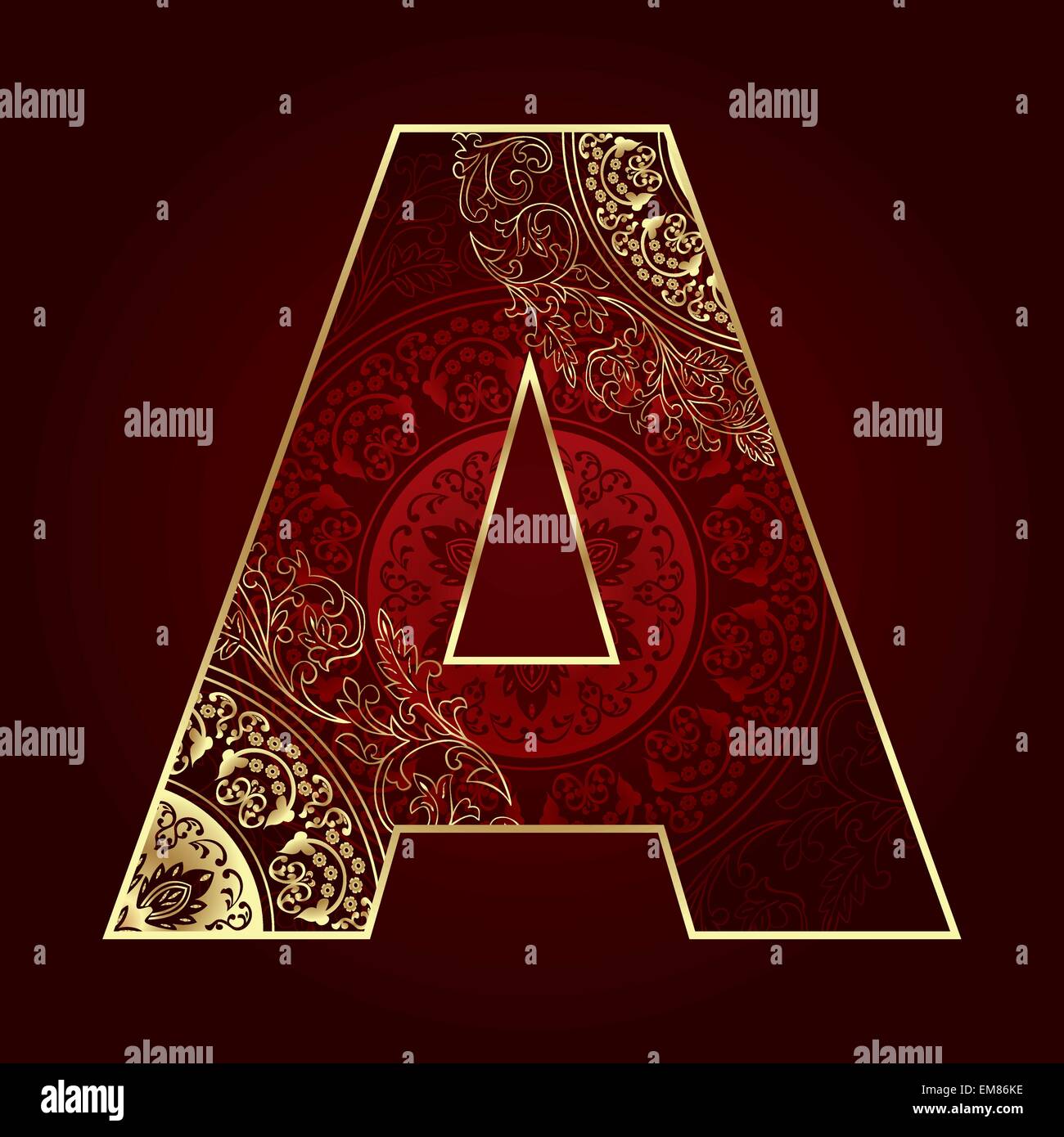 Vintage alphabet with floral swirls, letter A Stock Vector