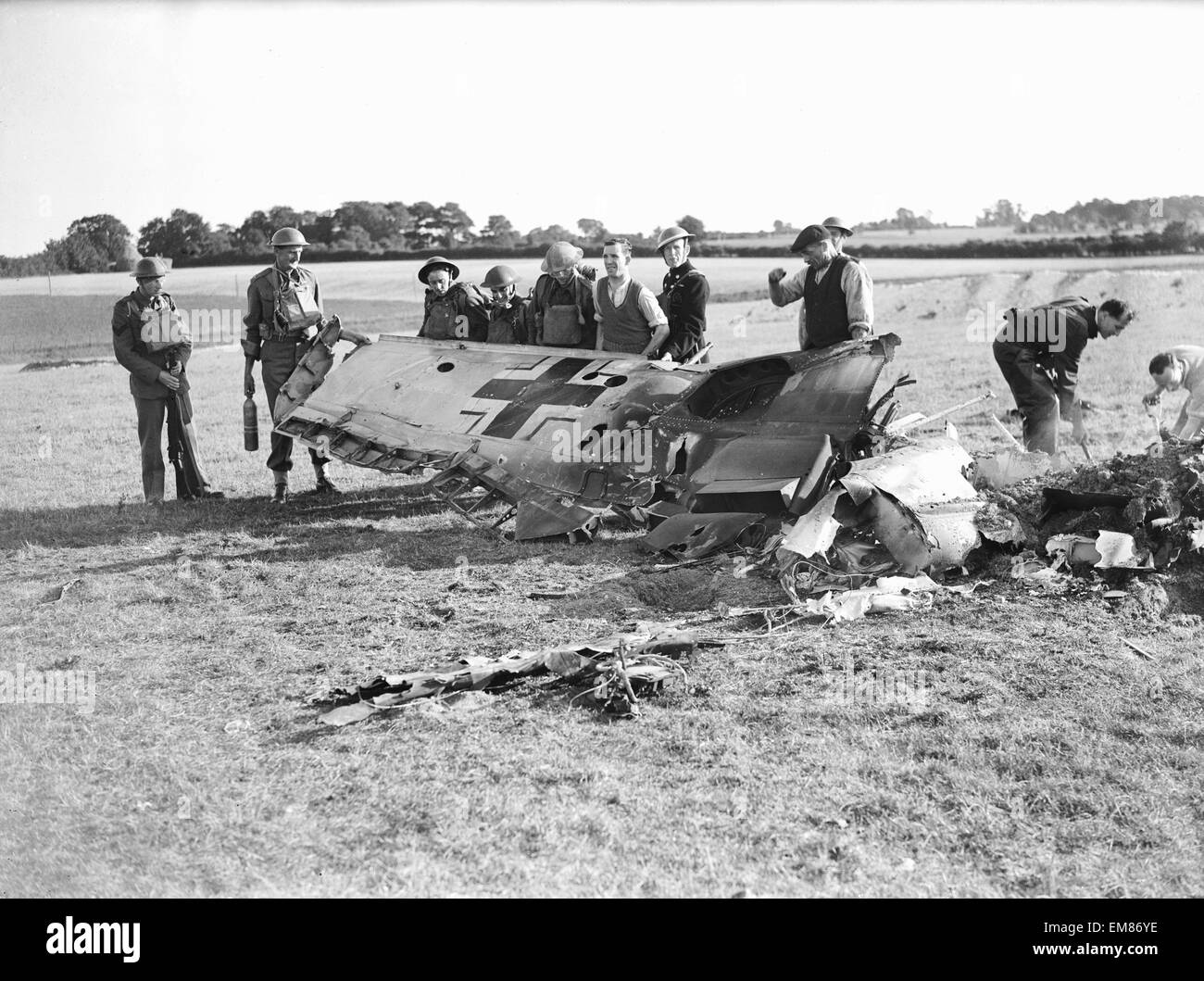 WW2 photo German soldiers inspecting plane crash WW2 photo German soldiers inspecting plane crash